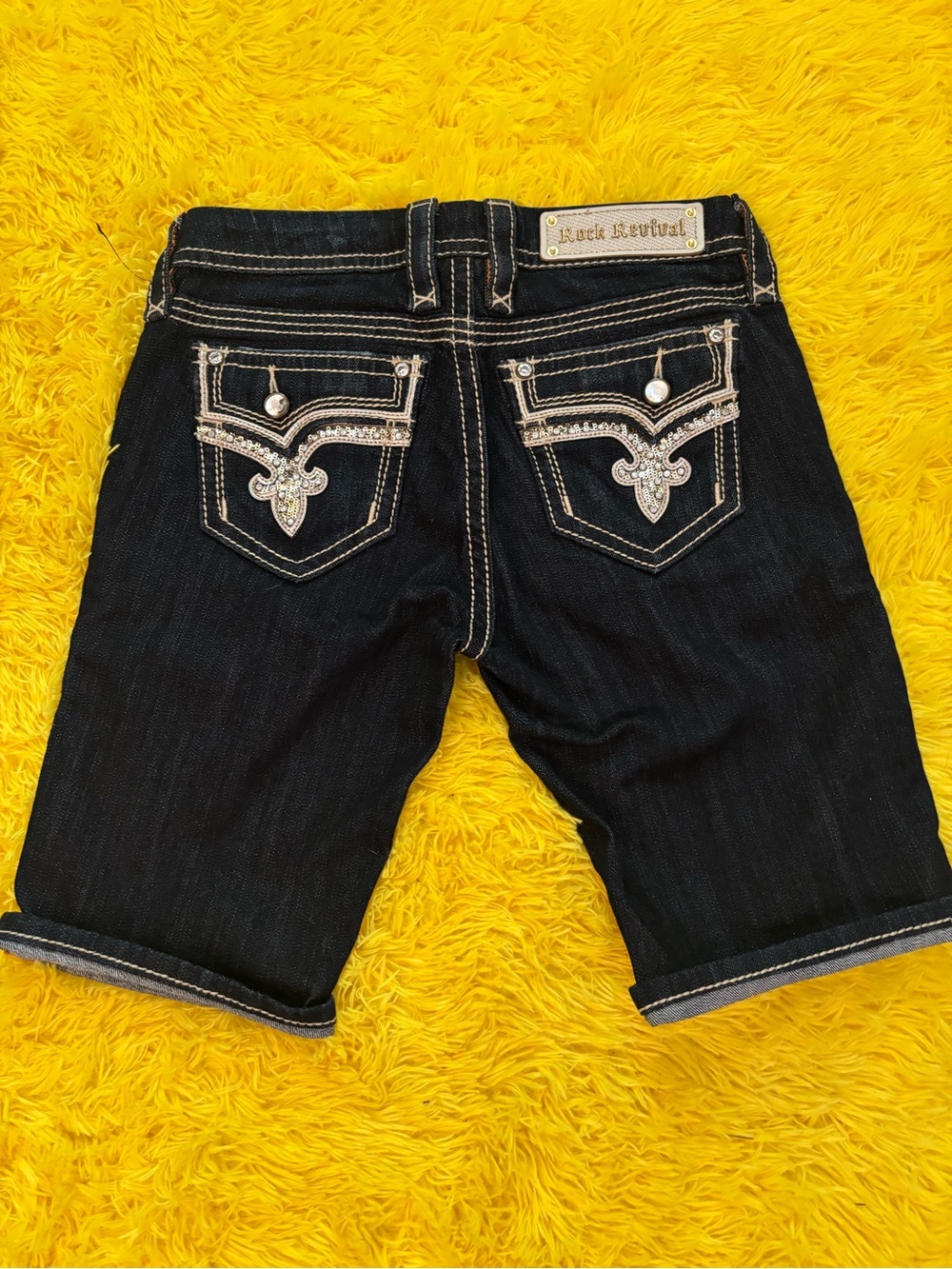 Rock Revival Dark Wash Embellished Denim Shorts